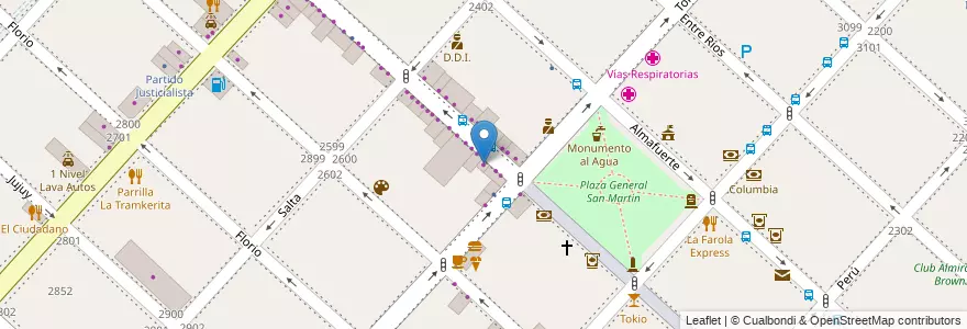 Mapa de ubicacion de Papillon en Argentina, Buenos Aires, Partido De La Matanza, San Justo.