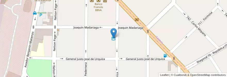 Mapa de ubicacion de Para de autobuses línea 53 en Arjantin, Buenos Aires, Partido De Morón, El Palomar.