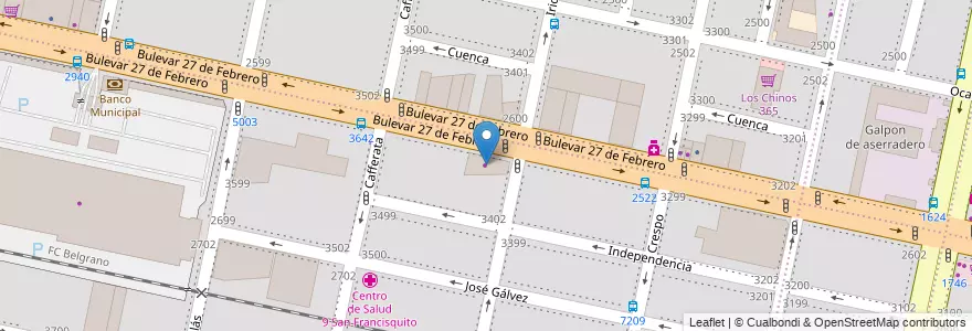 Mapa de ubicacion de Parabrisas Burza SRL en الأرجنتين, سانتا في, Departamento Rosario, Municipio De Rosario, روساريو.