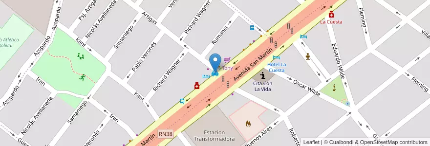 Mapa de ubicacion de Parada 10 en Argentinien, Provinz Córdoba, Departamento Punilla, Pedanía San Roque, Municipio De Villa Carlos Paz, Villa Carlos Paz.