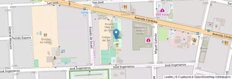 Mapa de ubicacion de Parada 11 en Argentina, Santa Fe, Departamento Rosario, Municipio De Funes, Funes.