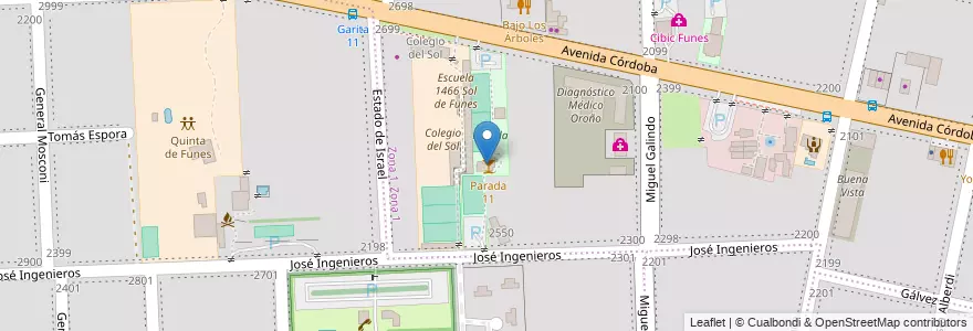 Mapa de ubicacion de Parada 11 en Argentinien, Santa Fe, Departamento Rosario, Municipio De Funes, Funes.