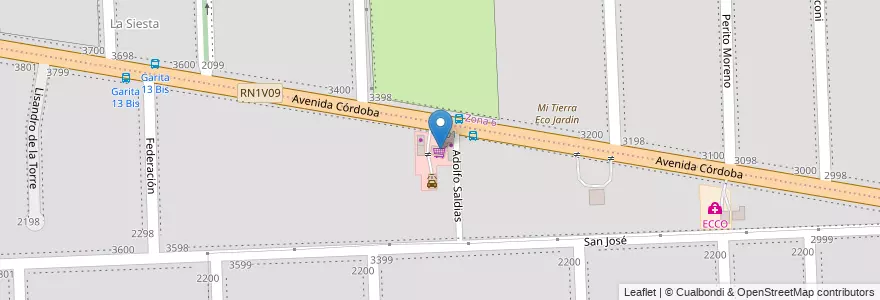 Mapa de ubicacion de Parada 13 en 阿根廷, Santa Fe, Departamento Rosario, Municipio De Funes, Funes.