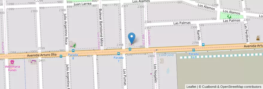 Mapa de ubicacion de Parada 7 en 아르헨티나, Santa Fe, Departamento Rosario, Municipio De Funes, Funes.