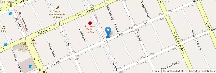 Mapa de ubicacion de Parada Ados en الأرجنتين, شوبوت, Trelew, Departamento Rawson.