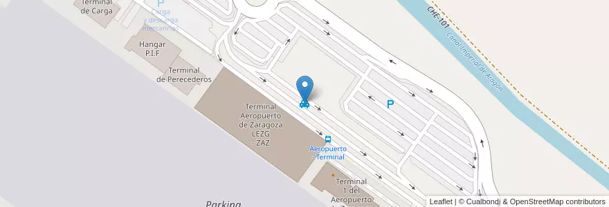 Mapa de ubicacion de Parada Aeropuerto en اسپانیا, Aragón, ساراگوسا, Zaragoza, ساراگوسا.