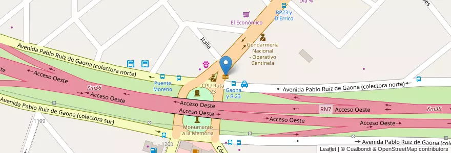 Mapa de ubicacion de Parada Burger en الأرجنتين, بوينس آيرس, Partido De Moreno, Moreno.