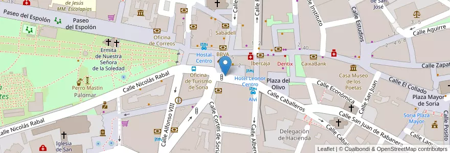 Mapa de ubicacion de Parada central de taxis en Испания, Кастилия И Леон, Soria, Soria, Comarca De Soria.