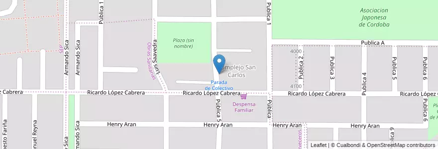 Mapa de ubicacion de Parada de Colectivo en Аргентина, Кордова, Departamento Capital, Pedanía Capital, Córdoba, Municipio De Córdoba.