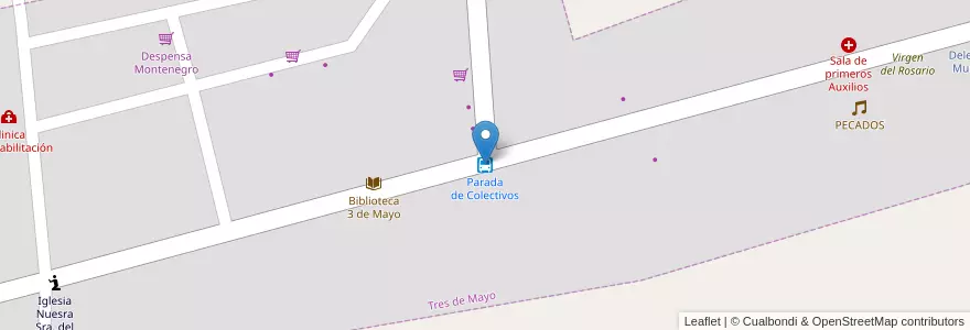 Mapa de ubicacion de Parada de Colectivos en Argentine, Chili, Mendoza, Distrito Tres De Mayo, Departamento Lavalle, Tres De Mayo.