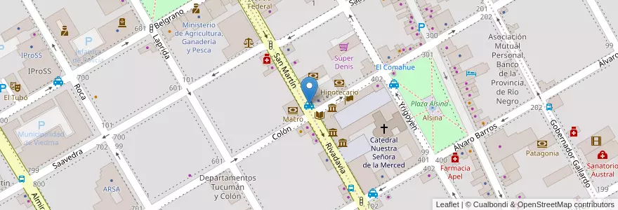 Mapa de ubicacion de PARADA DE TAXI 28MIL en アルゼンチン, リオネグロ州, Departamento Adolfo Alsina, Viedma, Viedma.