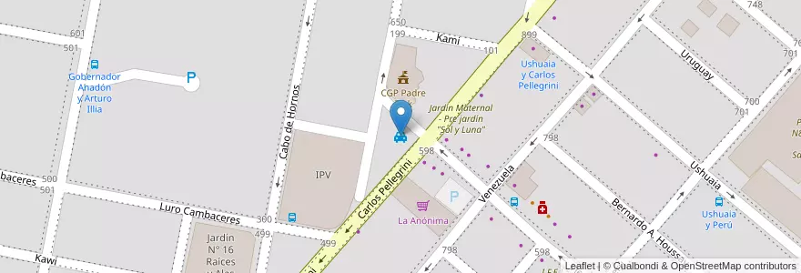 Mapa de ubicacion de Parada de taxi N°8 en アルゼンチン, ティエラ・デル・フエゴ州, チリ, Río Grande, Departamento Río Grande.