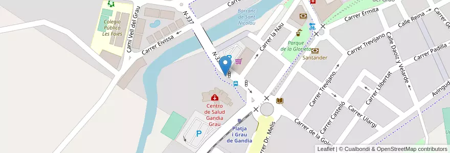 Mapa de ubicacion de Parada de Taxis en Sepanyol, Comunitat Valenciana, València / Valencia, Safor, Gandia.