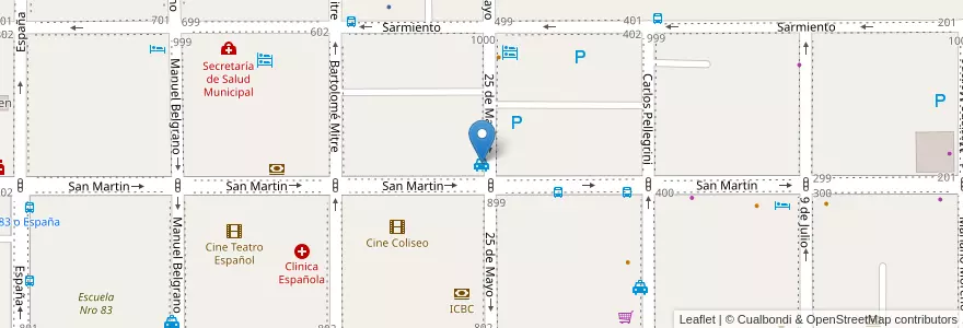 Mapa de ubicacion de Parada de Taxis "25 de Mayo y San Martín" en Argentina, Chubut, Departamento Escalante, Comodoro Rivadavia.