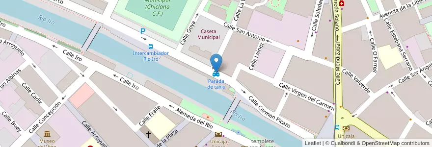 Mapa de ubicacion de Parada de taxis en 西班牙, 安达鲁西亚, 加的斯省, Bahía De Cádiz, Chiclana De La Frontera.
