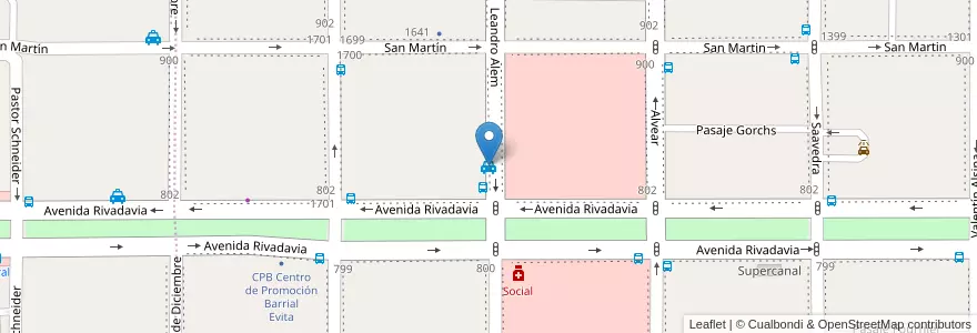 Mapa de ubicacion de Parada de Taxis "Alem y Rivadavia" en الأرجنتين, شوبوت, Departamento Escalante, Comodoro Rivadavia.