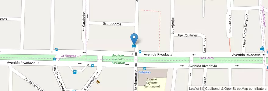 Mapa de ubicacion de Parada de Taxis "Araucarias Norte y Rivadavia" en Аргентина, Чили, Чубут, Departamento Escalante, Comodoro Rivadavia.