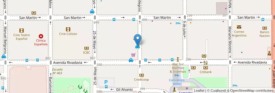 Mapa de ubicacion de Parada de Taxis "Carlos Pellegrini y Rivadavia" en الأرجنتين, شوبوت, Departamento Escalante, Comodoro Rivadavia.