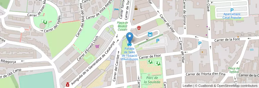 Mapa de ubicacion de Parada de Taxis de l'Estació d'Autobusos en Spagna, Catalunya, Girona, Baix Empordà, Palafrugell.