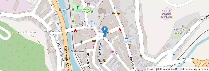 Mapa de ubicacion de Parada de Taxis de Morea en İspanya, Asturias, Asturias, Aller.