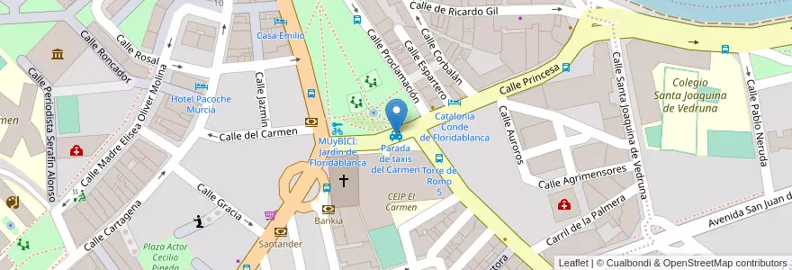 Mapa de ubicacion de Parada de taxis del Carmen en اسپانیا, Región De Murcia, Región De Murcia, Área Metropolitana De Murcia, Murcia.