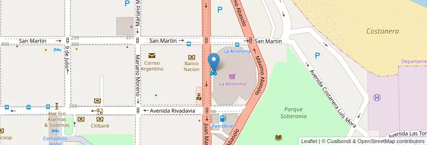 Mapa de ubicacion de Parada de Taxis "Guemes y San Martín" en الأرجنتين, شوبوت, Departamento Escalante, Comodoro Rivadavia.