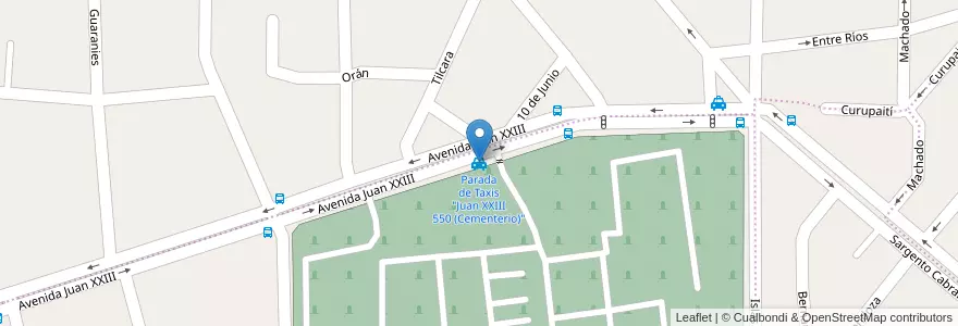 Mapa de ubicacion de Parada de Taxis "Juan XXIII 550 (Cementerio)" en الأرجنتين, تشيلي, شوبوت, Departamento Escalante, Comodoro Rivadavia.