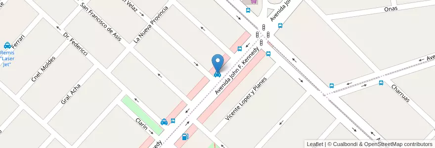 Mapa de ubicacion de Parada de Taxis "Kennedy e/Santa Clara y Velaz" en Argentine, Chili, Chubut, Departamento Escalante, Comodoro Rivadavia.