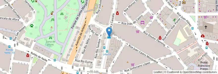 Mapa de ubicacion de Parada de Taxis Pla y Cancela en Spagna, Galizia, A Coruña, A Coruña, A Coruña.