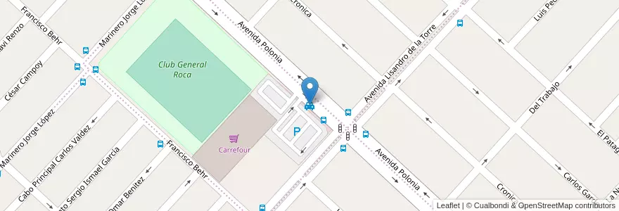 Mapa de ubicacion de Parada de Taxis "Polonia y Lisando de la Torre" en Arjantin, Şili, Chubut, Departamento Escalante, Comodoro Rivadavia.