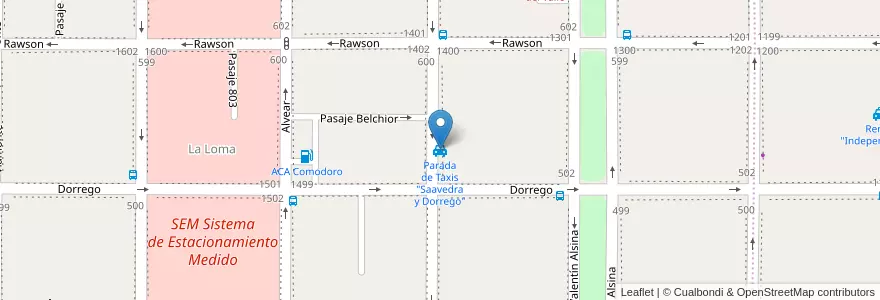 Mapa de ubicacion de Parada de Taxis "Saavedra y Dorrego" en الأرجنتين, شوبوت, Departamento Escalante, Comodoro Rivadavia.
