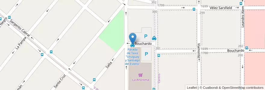 Mapa de ubicacion de Parada de Taxis "Uruguay y Santiago del Estero" en الأرجنتين, تشيلي, شوبوت, Departamento Escalante, Comodoro Rivadavia.