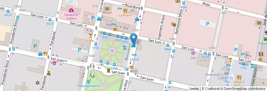 Mapa de ubicacion de Parada de taxis en Arjantin, Santa Fe, Departamento Rosario, Municipio De Rosario, Rosario.