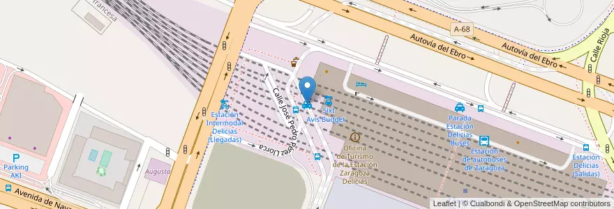 Mapa de ubicacion de Parada Estación Delicias Trenes  en Espanha, Aragão, Saragoça, Zaragoza, Saragoça.