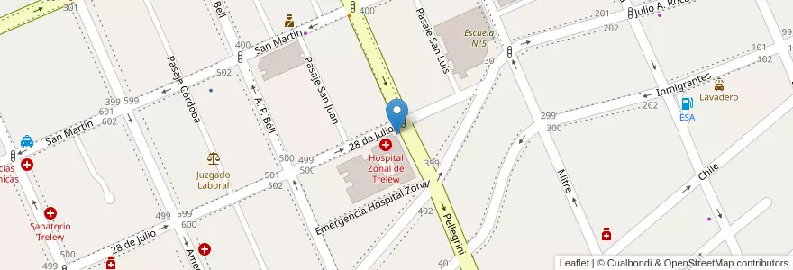 Mapa de ubicacion de Parada Hospital en الأرجنتين, شوبوت, Trelew, Departamento Rawson.