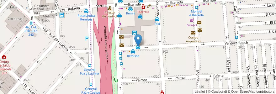 Mapa de ubicacion de Parada Liniers, Liniers en 阿根廷, Ciudad Autónoma De Buenos Aires, 布宜诺斯艾利斯, Partido De Tres De Febrero.