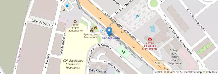 Mapa de ubicacion de Parada Metro Condequinto en Espagne, Andalousie, Séville, Dos Hermanas.