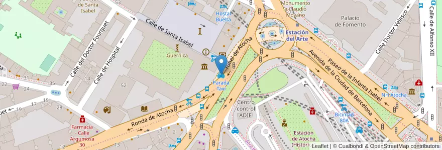 Mapa de ubicacion de Parada Taxi en إسبانيا, منطقة مدريد, منطقة مدريد, Área Metropolitana De Madrid Y Corredor Del Henares, مدريد.