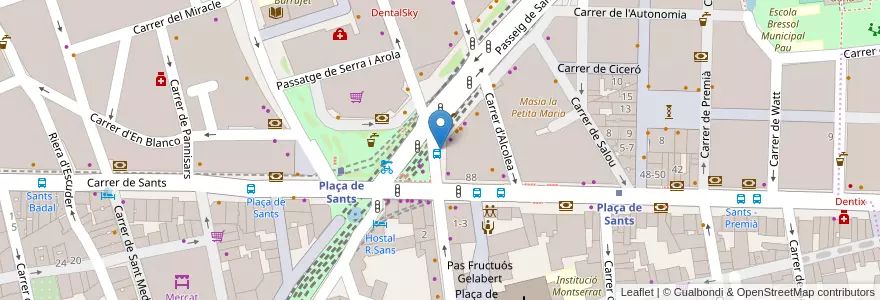 Mapa de ubicacion de Parada Taxi (Plaça Sants) en 스페인, Catalunya, Barcelona, Barcelonès, 바르셀로나.