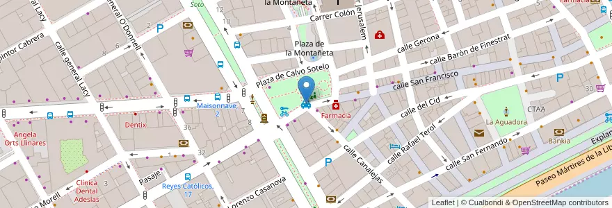 Mapa de ubicacion de parada taxi pza Calvo Sotelo en Spanien, Valencianische Gemeinschaft, Alicante, L'Alacantí, Alicante.