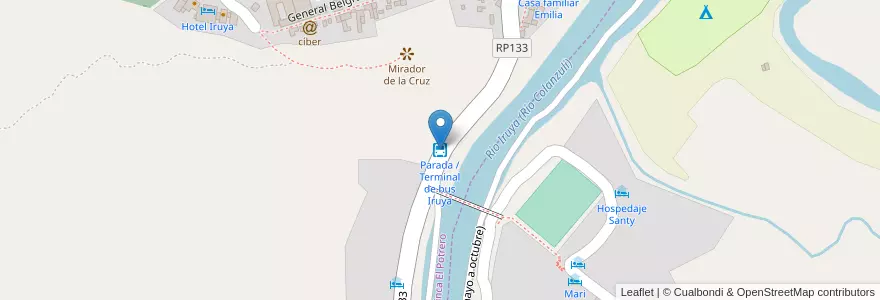 Mapa de ubicacion de Parada / Terminal de bus Iruya en Argentinië, Finca El Potrero, Salta, Departamento Iruya, Municipio Iruya.