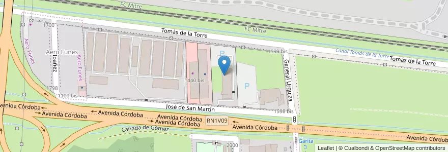 Mapa de ubicacion de Parada Uno en الأرجنتين, سانتا في, Departamento Rosario, Municipio De Funes, Funes.