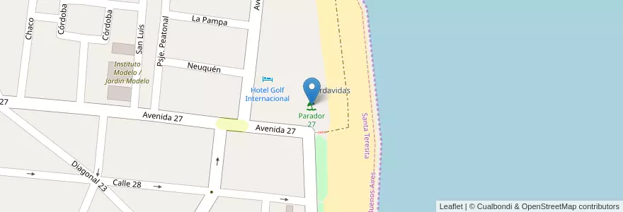 Mapa de ubicacion de Parador 27 en Arjantin, Santa Teresita.