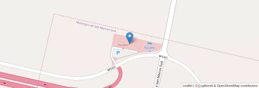 Mapa de ubicacion de Parador 9 en Arjantin, Córdoba, Departamento Unión, Pedanía Bell Ville, Municipio De San Marcos Sud.
