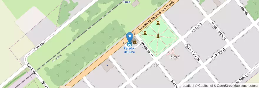 Mapa de ubicacion de Parador de Luca en アルゼンチン, コルドバ州, Departamento General San Martín, Pedanía Chazón, Comuna De Luca, Luca.