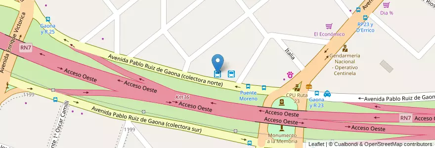 Mapa de ubicacion de Parador Dover en Arjantin, Buenos Aires, Partido De Moreno, Moreno.
