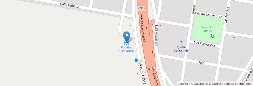 Mapa de ubicacion de Parador Gastiazoro en الأرجنتين, إنتري ريوس, Departamento Colón, Distrito Sexto.