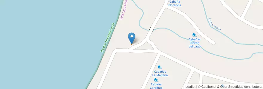 Mapa de ubicacion de Parador Meliquina en Arjantin, Şili, Neuquén, Departamento Lácar, Comisión De Fomento De Villa Lago Meliquina, Villa Lago Meliquina.