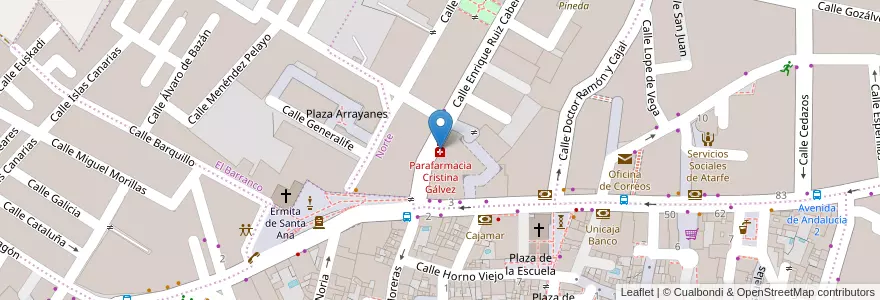 Mapa de ubicacion de Parafarmacia Cristina Gálvez en Spanje, Andalusië, Granada, Comarca De La Vega De Granada, Atarfe.