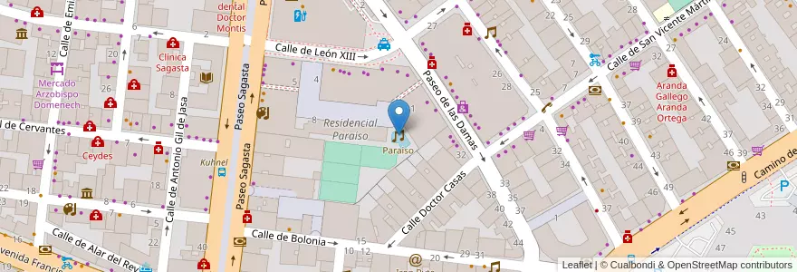 Mapa de ubicacion de Paraiso en 스페인, Aragón, 사라고사, Zaragoza, 사라고사.